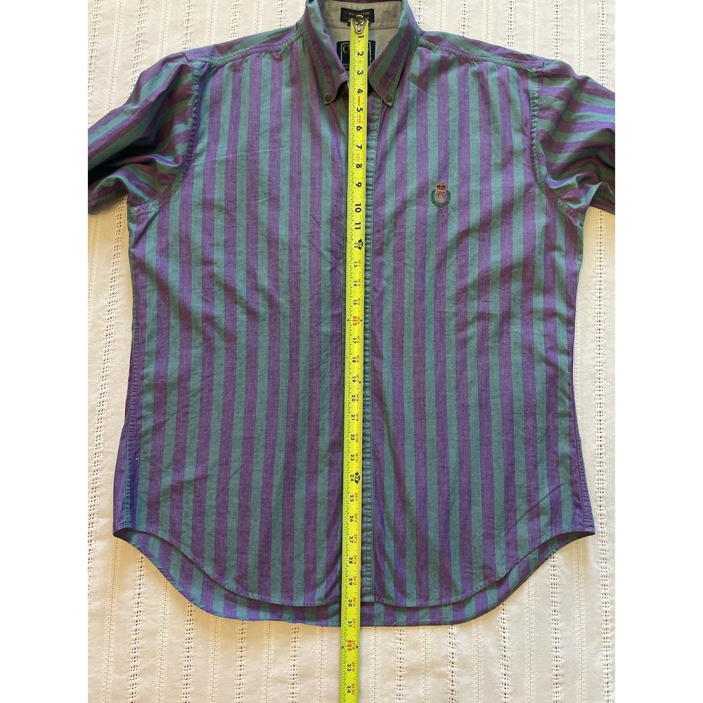 VTG Chaps Ralph Lauren Green/Purple Striped Button Down. XL. Crown Logo. 90's. - Picture 7 of 10